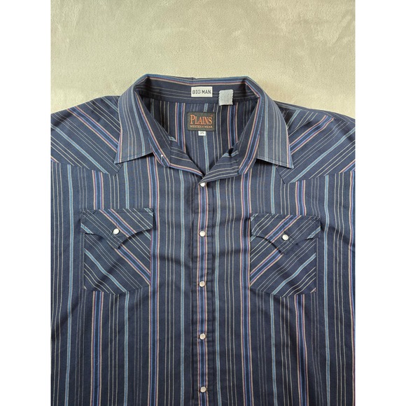 Plains Western Wear Shirt Mens Big Man 3X Striped Western Cowboy Rodeo Snap - Picture 1 of 7